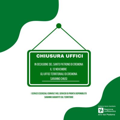Chiusura uffici territoriali di Cremona
